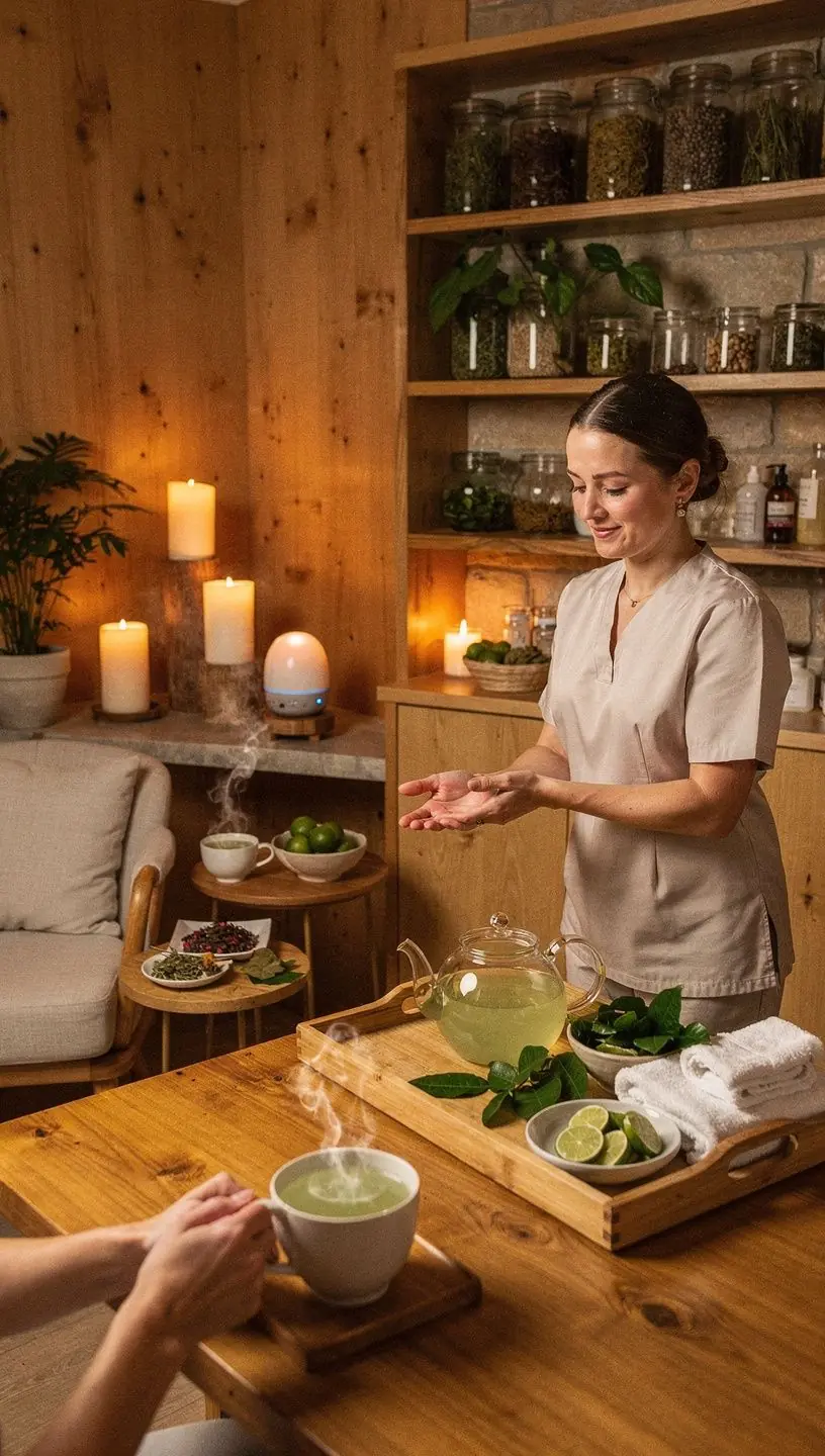 Kafiro kalkių lapai šviežiai supjaustyti ant medinės lentelės