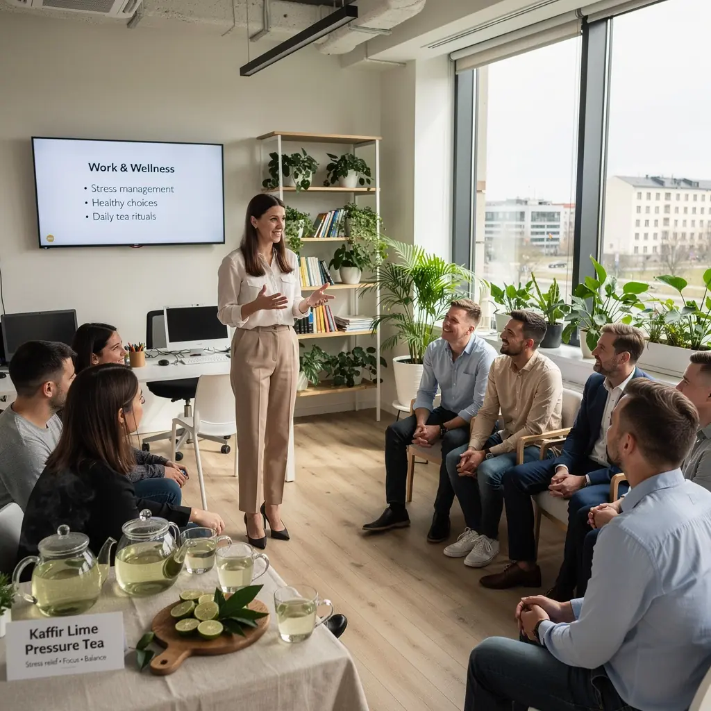 Aromatingas kafiro kalkių lapas, dedamas į arbatą, suteikiantis unikalaus skonio.
